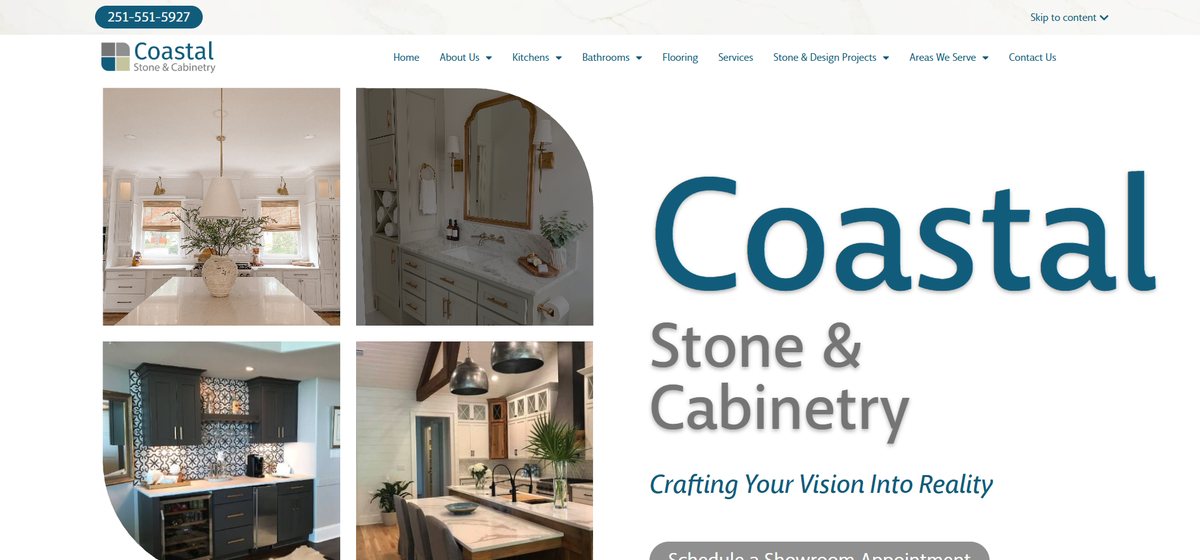 The Coastal Stone and Cabinetry website, designed and built by Southern View Media