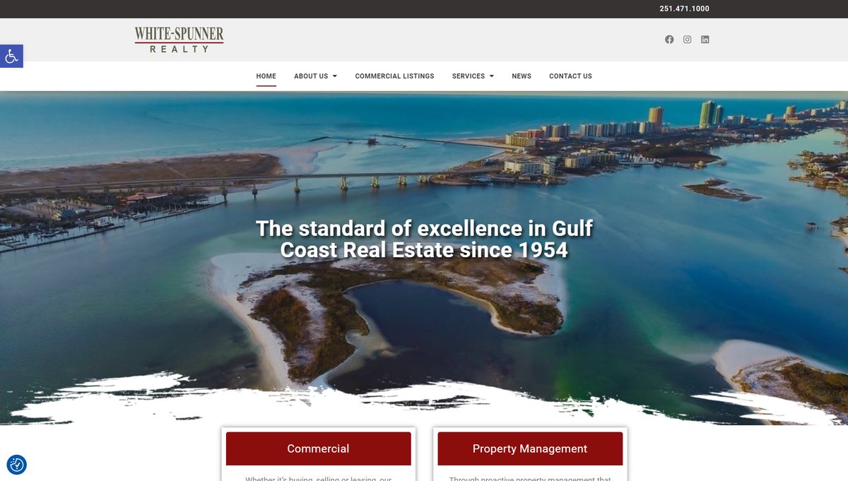 The White Spunner website, designed and built by Southern View Media