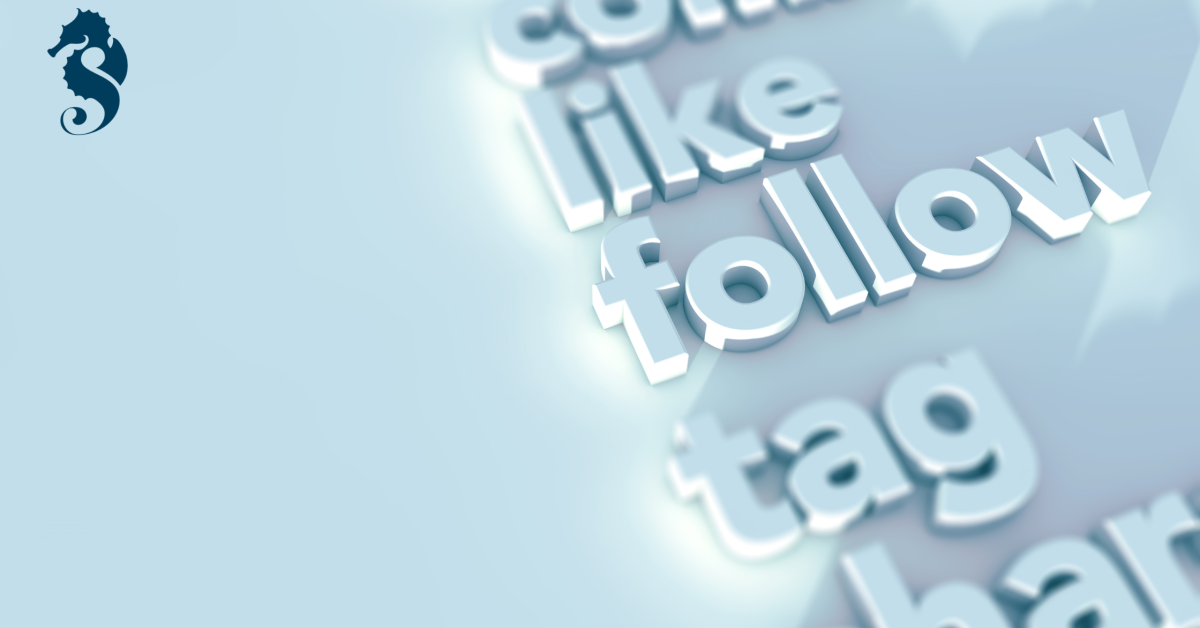 Social media engagement graphic showing comment, like, follow, tag with Southern View Media logo